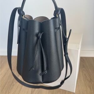 Polene Black Leather Crossbody Bag